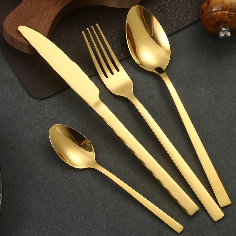 wanshida WSD1310 bulk flatware luxury cutlery set sliver gold